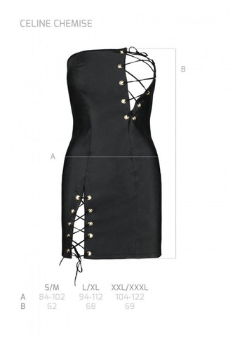 Мини-платье из экокожи CELINE CHEMISE black XXL/XXXL — : шнуровка, трусики в комплекте Passion (276392834)