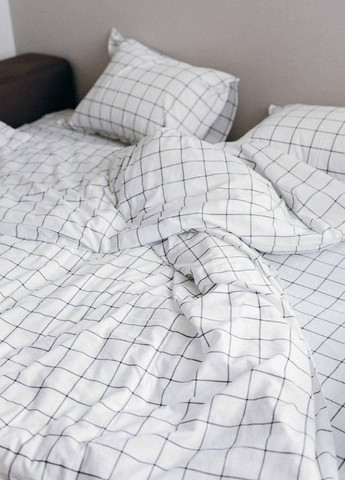 Постільна білизна бавовняна в Клітинку Євро Простирадло на гумці 180x200х20 Бязь Біла 70 х 70 No Brand (276459252)