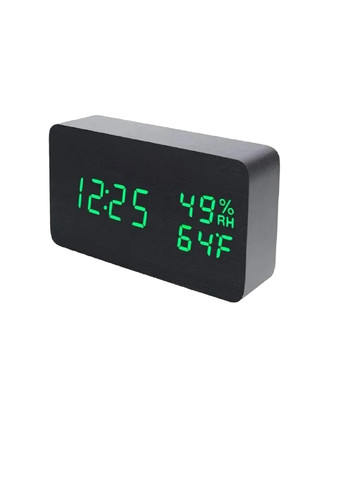 Часы настольные с термометром VST-862S Черный корпус Зеленая подсветка VTech (276534236)