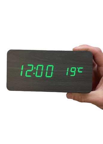 Часы настольные с термометром VST-862 Черный корпус Зеленая подсветка VTech (276534227)