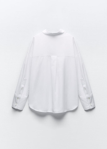 Белая рубашка однотонная Zara с длинным рукавом