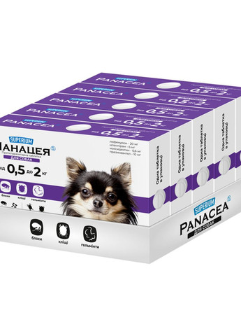 СУПЕРІУМ Панацея, протипаразитарна таблетка для собак, 0,5-2 кг Superium (276470530)