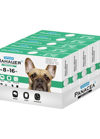 СУПЕРІУМ Панацея, протипаразитарна таблетка для собак, 8-16 кг Superium (276470538)