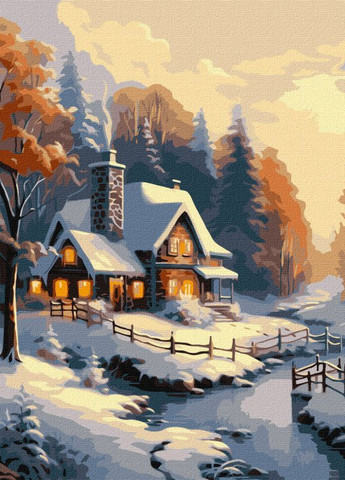 Картина по номерам Зимний домик ©art_selena_ua 40x50 KHO6333 Идейка Ідейка (276462068)