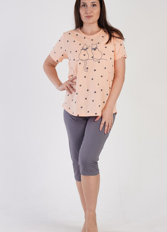 Персиковая всесезон пижама ( футболка, бриджи) футболка + бриджи Vienetta