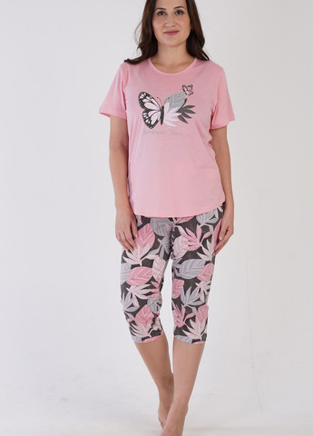 Розовая всесезон пижама ( футболка, бриджи) футболка + бриджи Vienetta