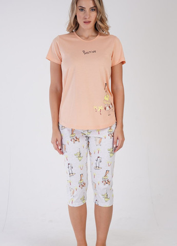 Персиковая всесезон пижама ( футболка, бриджи) футболка + бриджи Vienetta