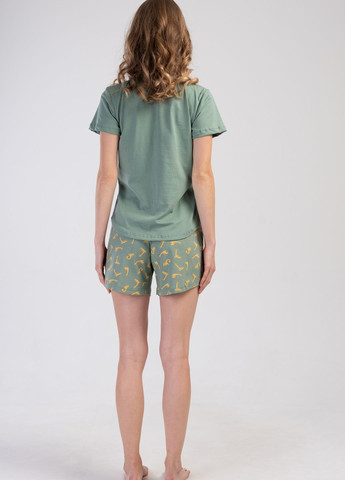 Зеленая всесезон пижама ( футболка, шорты) футболка + шорты Vienetta