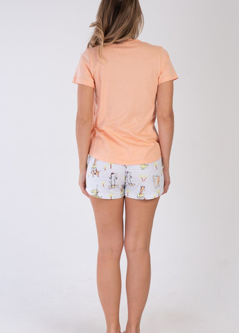 Персиковая всесезон пижама ( футболка, шорты) футболка + шорты Vienetta