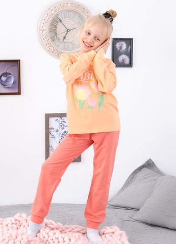 Оранжевая всесезон пижама для девочки кофта + брюки Носи своє