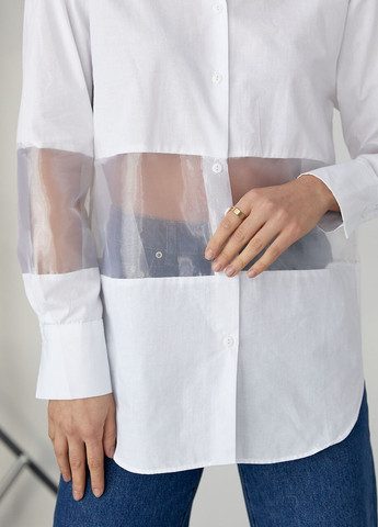 Подовжена жіноча сорочка з прозорими вставками Lurex (276711587)