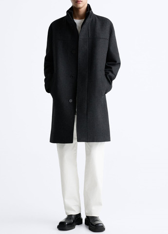 Темно-серое демисезонное Пальто Zara