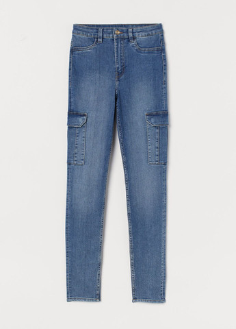 Узкие джинсы высокой карго Синий Деним Демисезон H&M - (276534642)