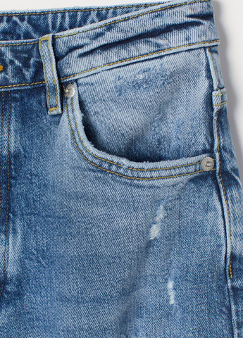 Винтажные прямые высокие джинсы Светло-голубой Деним Демисезон H&M - (276534724)