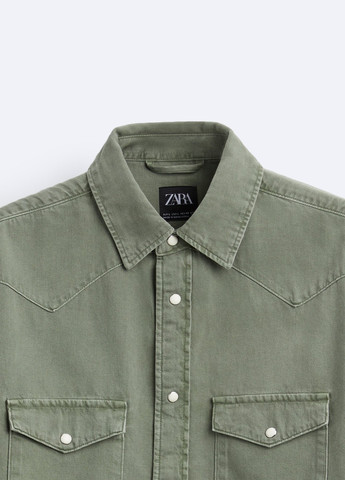 Оливковковая (хаки) повседневный рубашка Zara