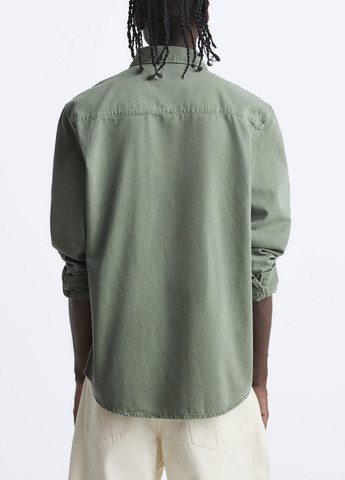 Оливковковая (хаки) повседневный рубашка Zara