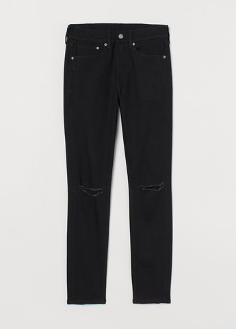 Черные демисезонные зауженные узкие джинсы черный деним демисезон H&M