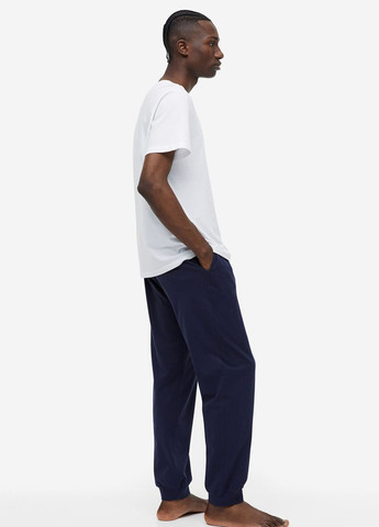 Темно-синие домашние демисезонные прямые брюки H&M