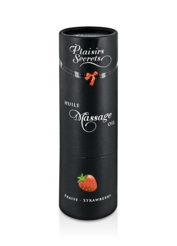 Массажное масло Strawberry (59 мл) с афродизиаками, съедобное, подарочная упаковка Plaisirs Secrets (276594412)
