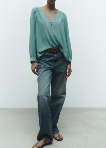 Сіро-голубий демісезонна блуза Zara