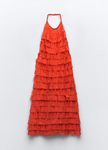 Коралова святковий сукня Zara однотонна