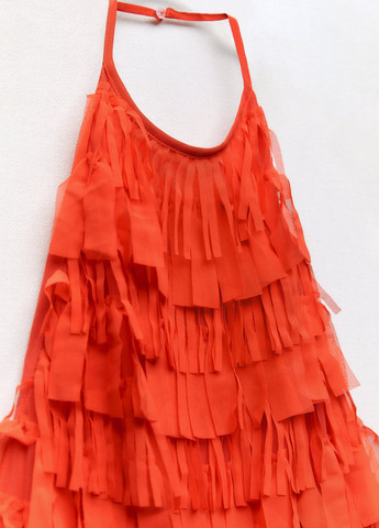 Коралловое праздничный платье Zara однотонное