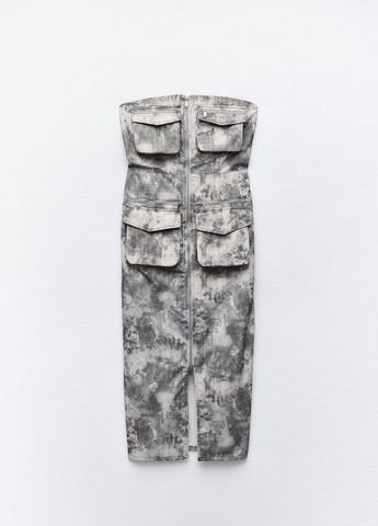 Сіра повсякденний сукня Zara з абстрактним візерунком