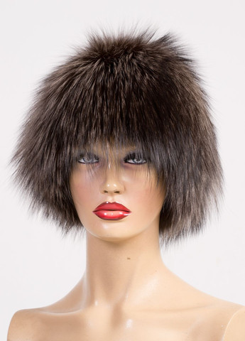 Зимова жіноча хутряна шапка із чорнобурої лисиці. Меховой Стиль парик (276714237)