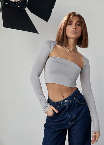 Эластичный кроп-топ с вырезом каре Lurex (276711601)