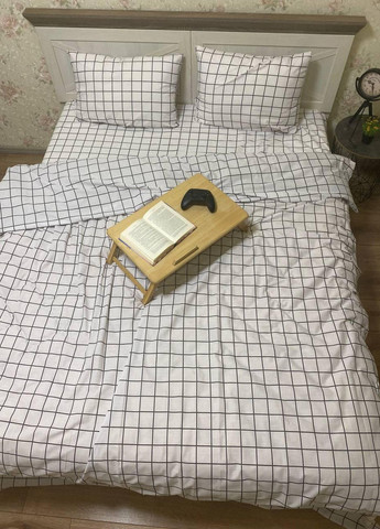 Постельное белье хлопковое в Клетку Евро Простынь на резинке 180x200х20 Бязь Белое 50 х 70 No Brand (276974840)