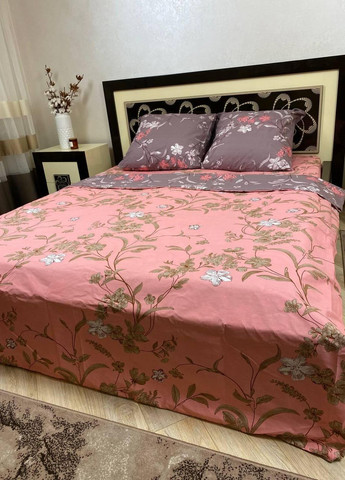 Постільна білизна бавовняна Квіти Євро 200 x 220 Бязь Сірий 70 х 70 No Brand (276974927)