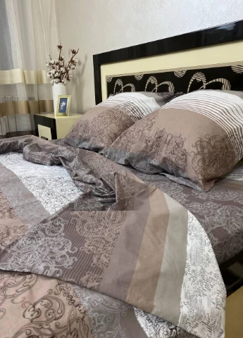 Постільна білизна бавовняна Візерунки Півтораспальна 150 x 220 Бязь Сіра 50 х 70 No Brand (276974470)
