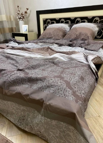 Постільна білизна бавовняна Візерунки Півтораспальна 150 x 220 Бязь Сіра 50 х 70 No Brand (276974470)