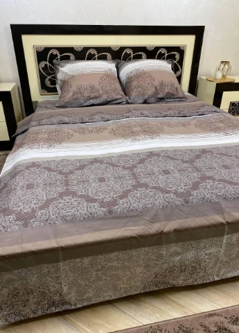 Постільна білизна бавовняна Візерунки Півтораспальна 150 x 220 Бязь Сіра 50 х 70 No Brand (276974470)