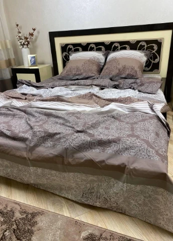 Постільна білизна бавовняна Візерунки Півтораспальна 150 x 220 Бязь Сіра 50 х 70 No Brand (276974470)