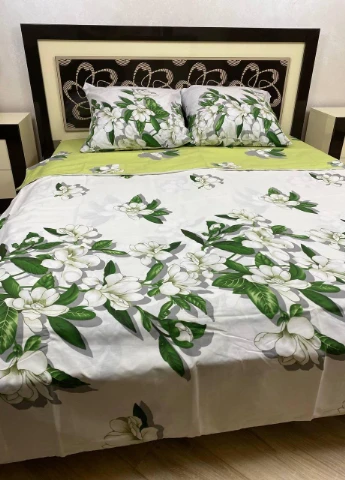 Постільна білизна бавовняна Квіти Півтораспальна 150 x 220 Бязь Білий 50 х 70 No Brand (276974367)