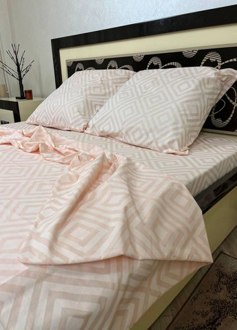 Постельное белье хлопковое Узоры Двуспальное Простынь на резинке 160x200х20 Бязь Пудровый 50 х 70 No Brand (276974310)