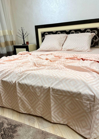 Постельное белье хлопковое Узоры Евро Простынь на резинке 160x200х20 Бязь Пудровый 50 х 70 No Brand (276974395)