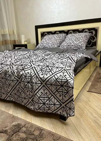 Постельное белье хлопковое Узоры Евро 200 x 220 Бязь Серое 70 х 70 No Brand (276974098)