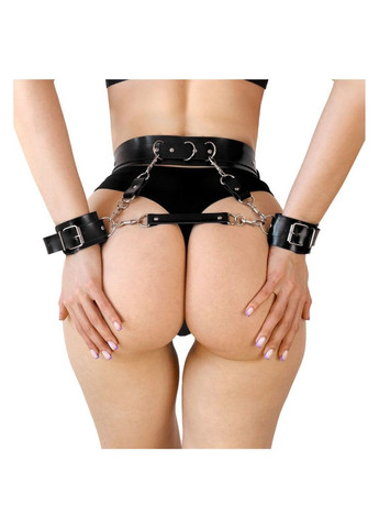 Кожаный пояс с наручниками - Kasta, Черный L-2XL Art of Sex (276717893)