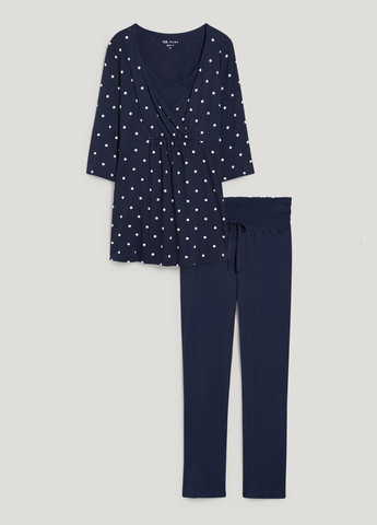 Темно-синяя всесезон пижама для мам (футболка, штаны) C&A