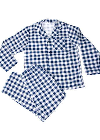 Синяя всесезон пижама детская фланель д-125 рубашка + брюки Ярослав