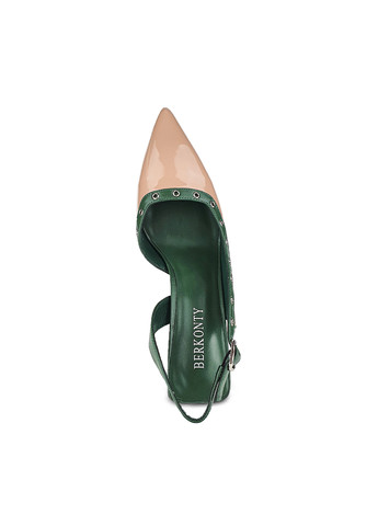 Туфлі слінгбеки шкіряні бежево-зелені,,21A5050-5-2-3пудр,36 Berkonty (276836004)