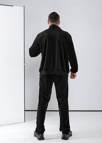 Чорний демісезонний спортивний костюм з велюру тailer, з курткою на молнії, та 4-ма кишенями Tailer