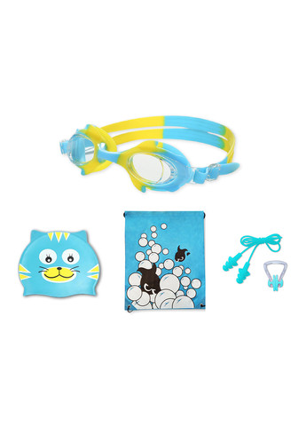 Набор детский для плавания, детские очки, силиконовая шапочка, беруши и зажим для носа, сумка для вещей в бассейн No Brand (276964015)