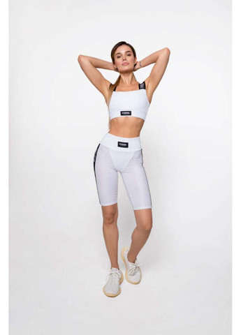 Белый демисезонный женский спортивный комплект велосипедки и топ pro bianco Designed for fitness