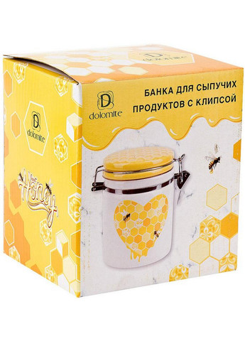 Банка керамічна "Sweet Honey" для сипучих продуктів з металевою затяжкою Bona (276978782)