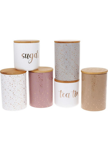 Банка Merceyl «Золоті Краплі» керамічна з бамбуковою кришкою Bona (276983791)