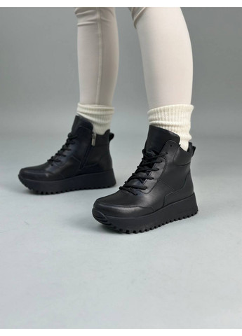 Чорні зимовий жіночі шкіряні кросівки 36 VZUTIK