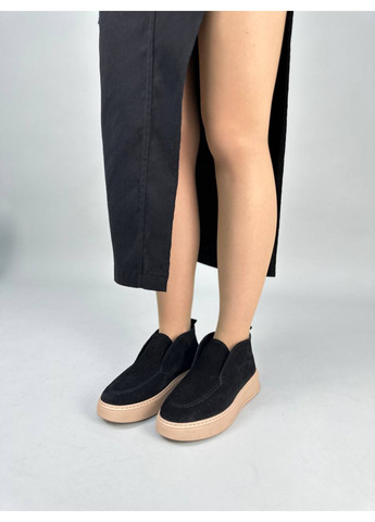 VZUTIK Жіночі замшеві лофери 37 чорний з натуральна замша, україна — зима (277153394)